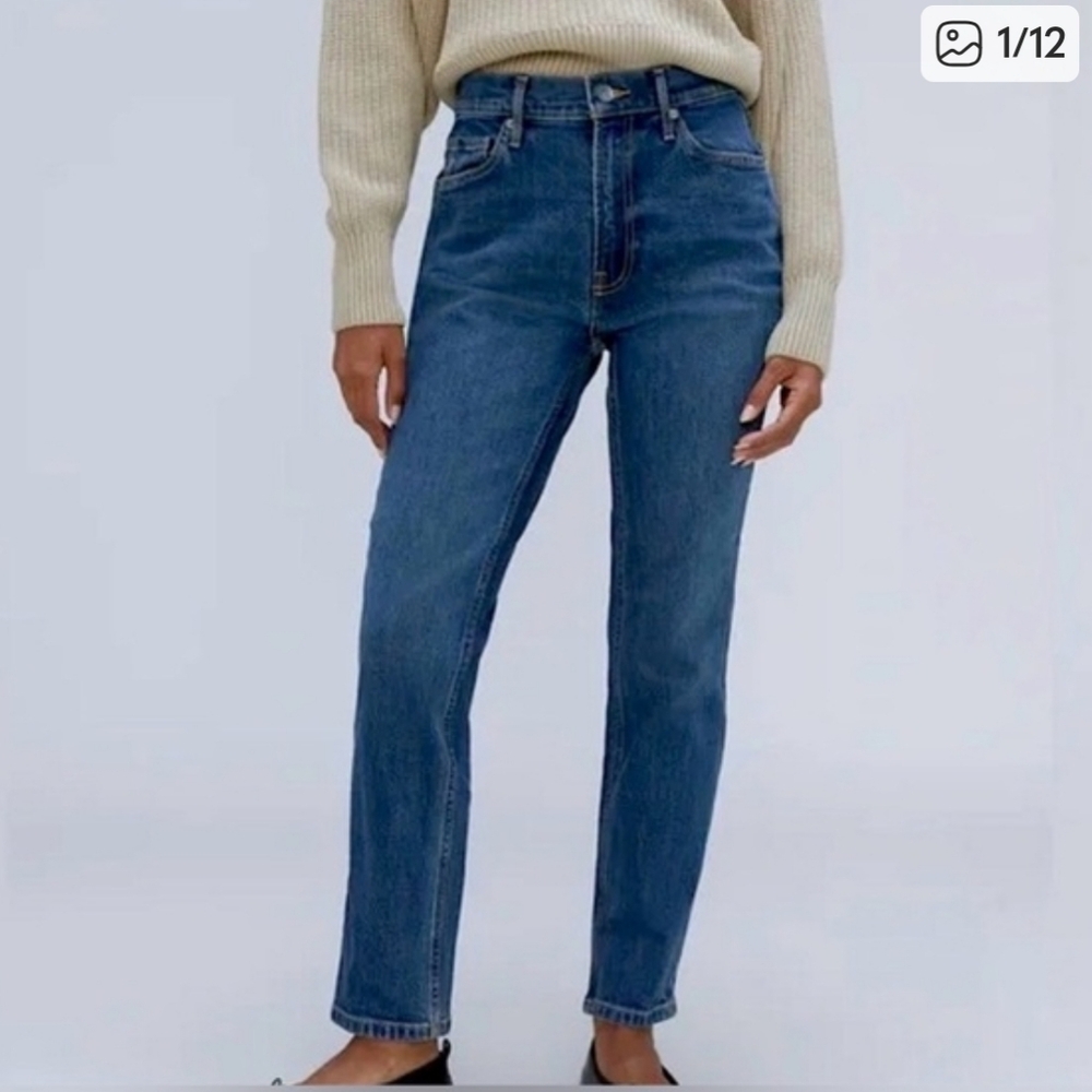 Everlane Curvy Cheeky Jean High Rise Women 29 Crop Blue Denim Organic Cotton